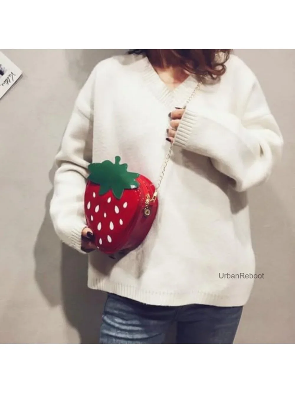 Strawberry PU Leather Crossbody Purse Novelty Mini Girls Handbag